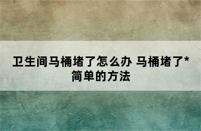 卫生间马桶堵了怎么办 马桶堵了*简单的方法